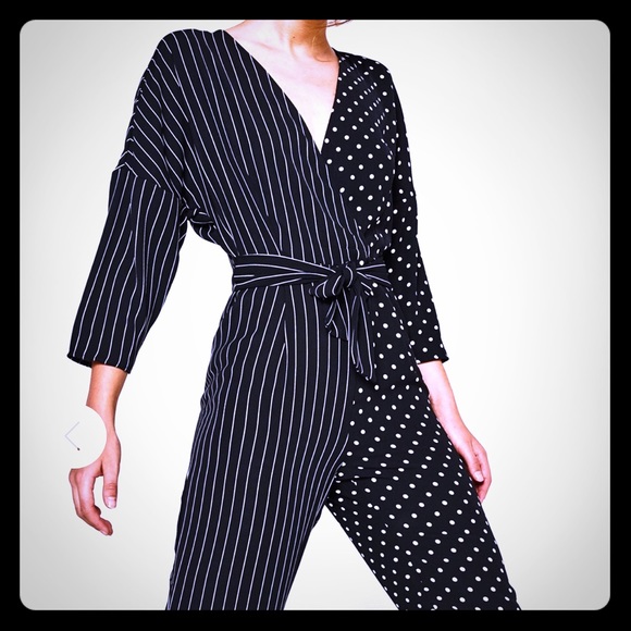 🖤BERSHKA (ZARA) Jumpsuit Polka dot Stripes NWT 📍FIRM📍 - Picture 4 of 16